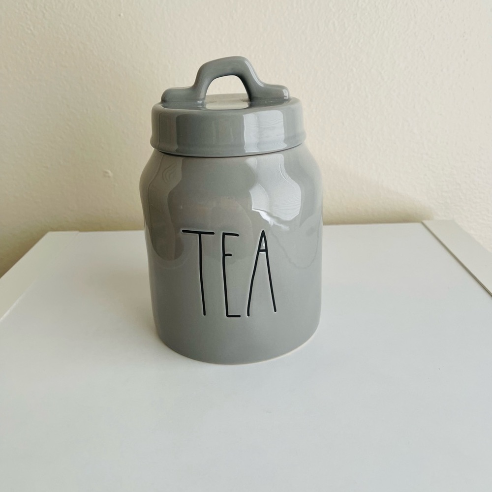 Rae Dunn Tea Gray Ceramic Canister NWOT